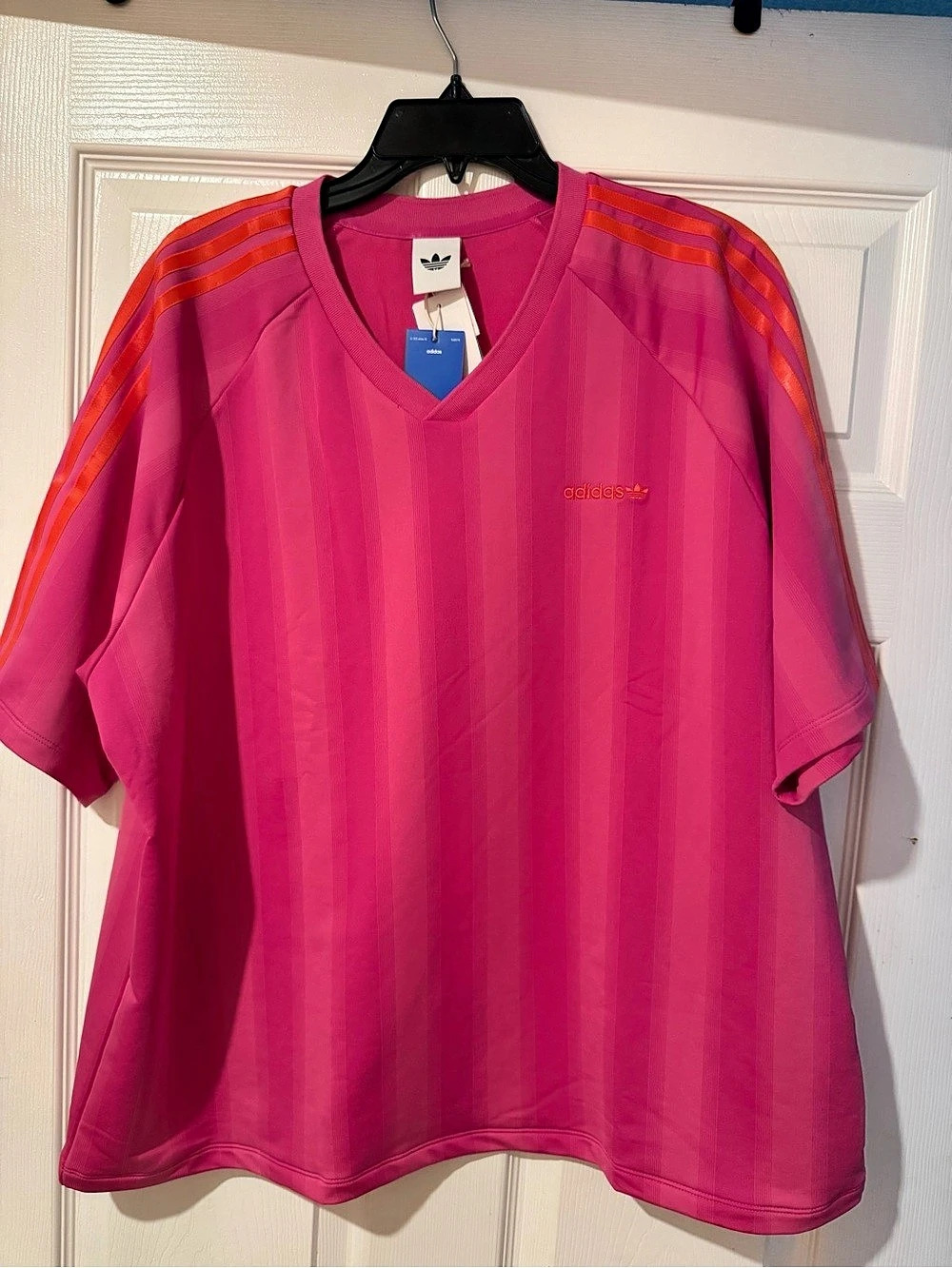 adidas Loose Linear Tee Pink & Orange Short Sleeve Tee Size Large